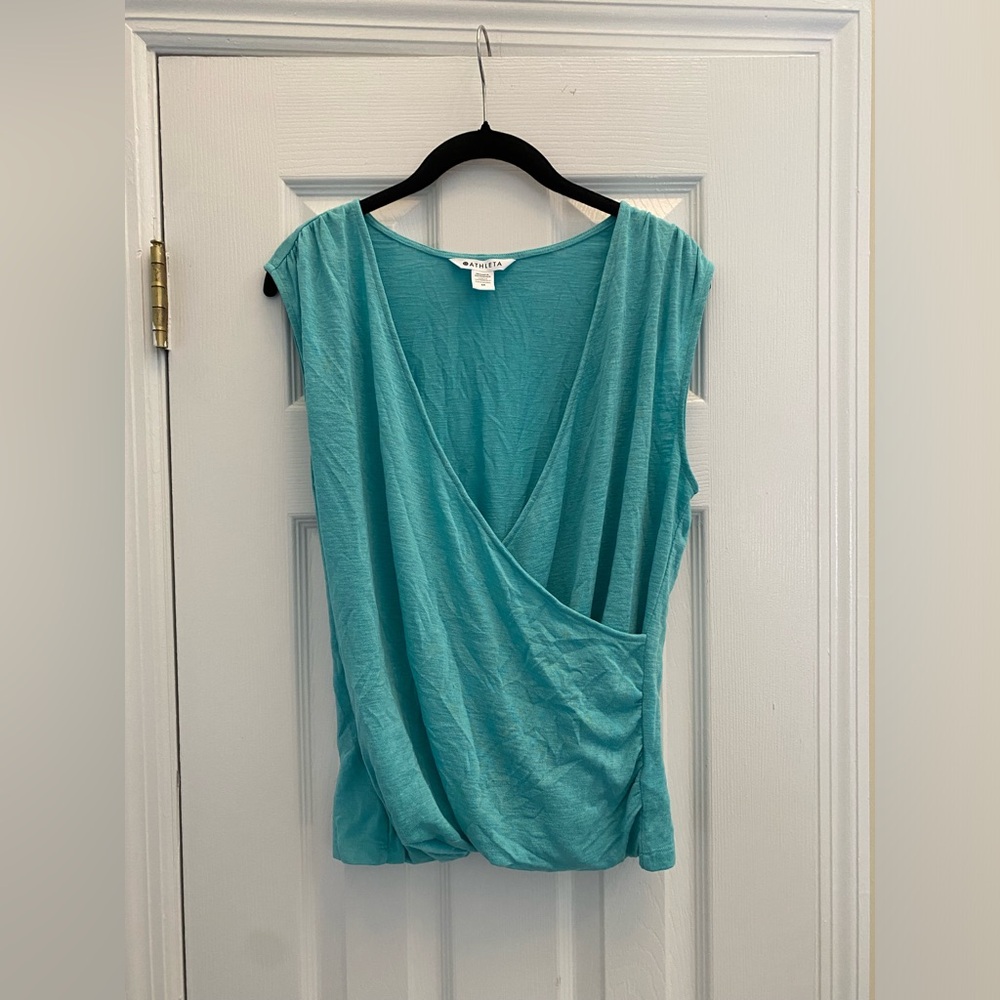 Athleta breezy wrap tank teal color size M